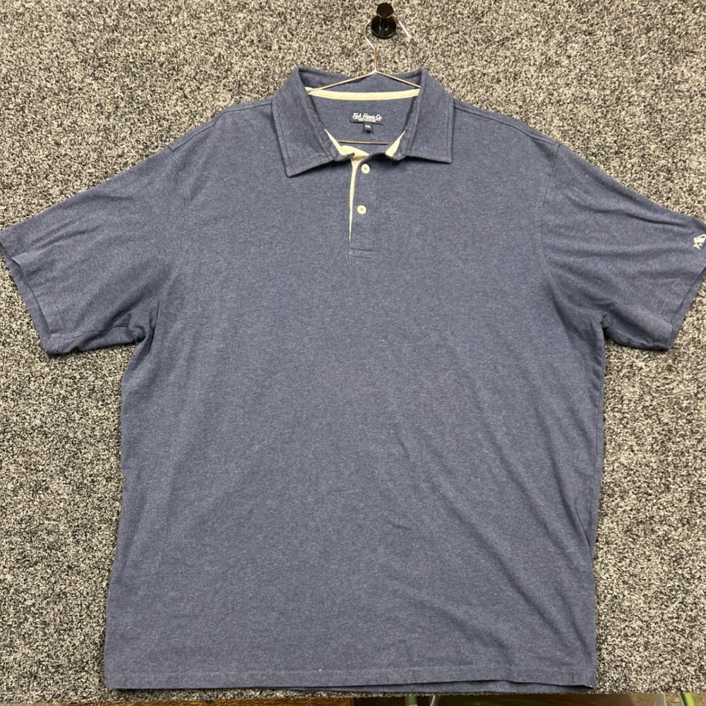 Fish Hippie Co Men's Polo XXL Blue Heathered Short Sleeve Stretch Golf Shirt